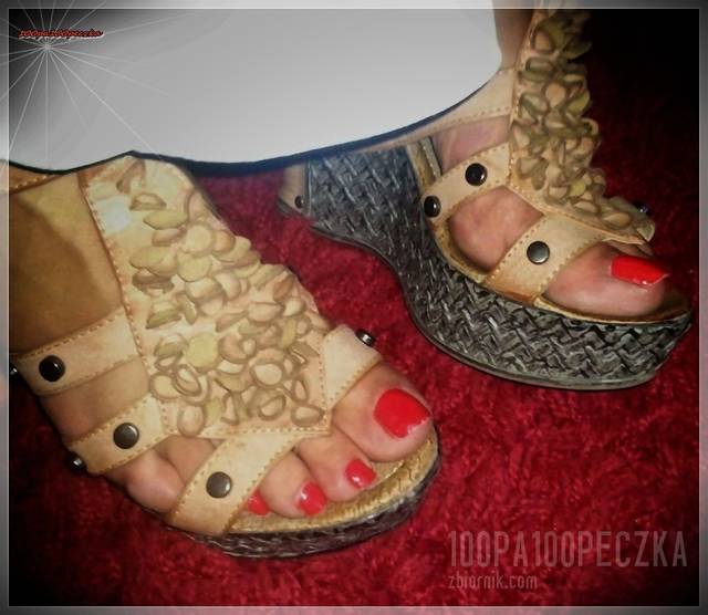 Beżowe koturny 11 - 100pa100peczka