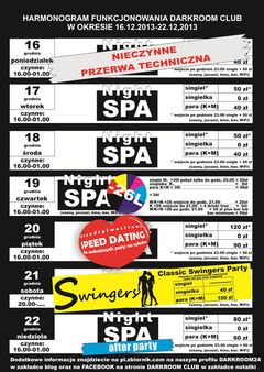 rozkład jazdy DARKROOM CLUB 16.12.2013 - 22.12.2013