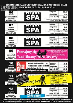 rozkład jazdy DARKROOM CLUB 06.01.2014 - 12.01.2014