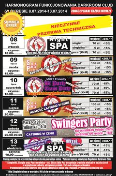 rozkład jazdy DARKROOM CLUB 8.07.2014 r. - 13.07.2014 r.