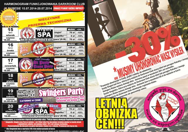 Rozkład jazdy 15-20 lipca 2014 r. plus promocje - DARKROOM24