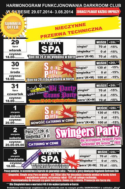HARMONOGRAM 29 lipca - 3 sierpnia 2014 - DARKROOM24