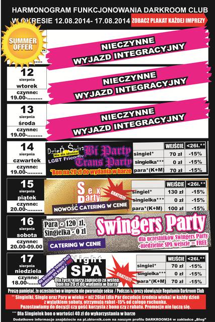 HARMONOGRAM 12-17 sierpnia 2014 - DARKROOM24