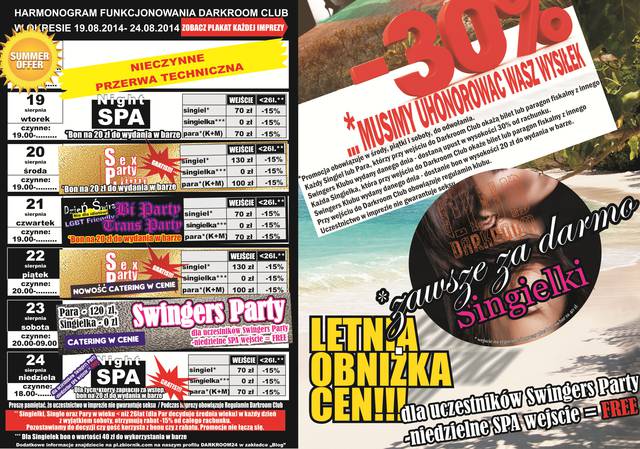 Harmonogram 19-24 sierpnia 2014 r. + Promocje - DARKROOM24