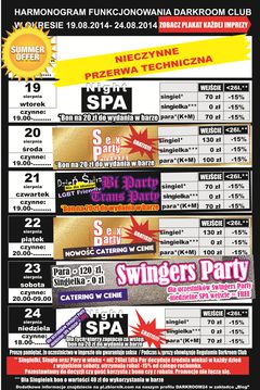 Rozkład jazdy Darkroom Club 19-24 sierpnia 2014 r.