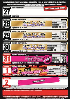 Rozkład jazdy Darkroom Club w dniach 27.10-2.11.2014 r.