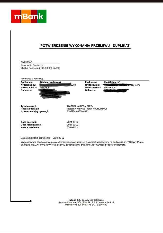 Potwierdzenie przelewu - agamich