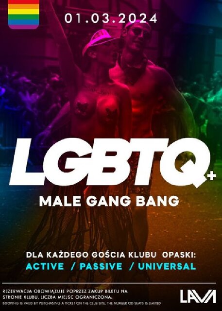 01.03.2024r. PIĄTEK - LGBTQ+ BI SEX PARTY - MALE GANG BANG - PR - LavaClub